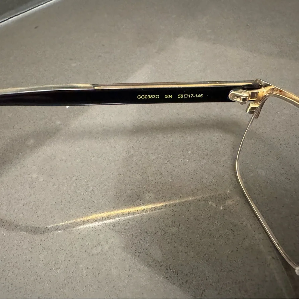 Gucci GG0383O Black/Gold/Green/Red Rectangle Eyeglasses Frames 58-17-145 Men’s